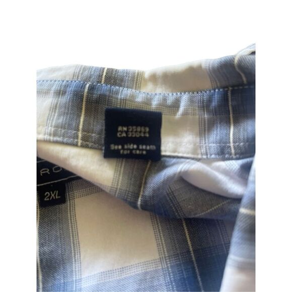 Roper Men's Blue & White Plaid Flannel Short Sleeve Buttons Down Shirt Size 2XL - Picture 3 of 13